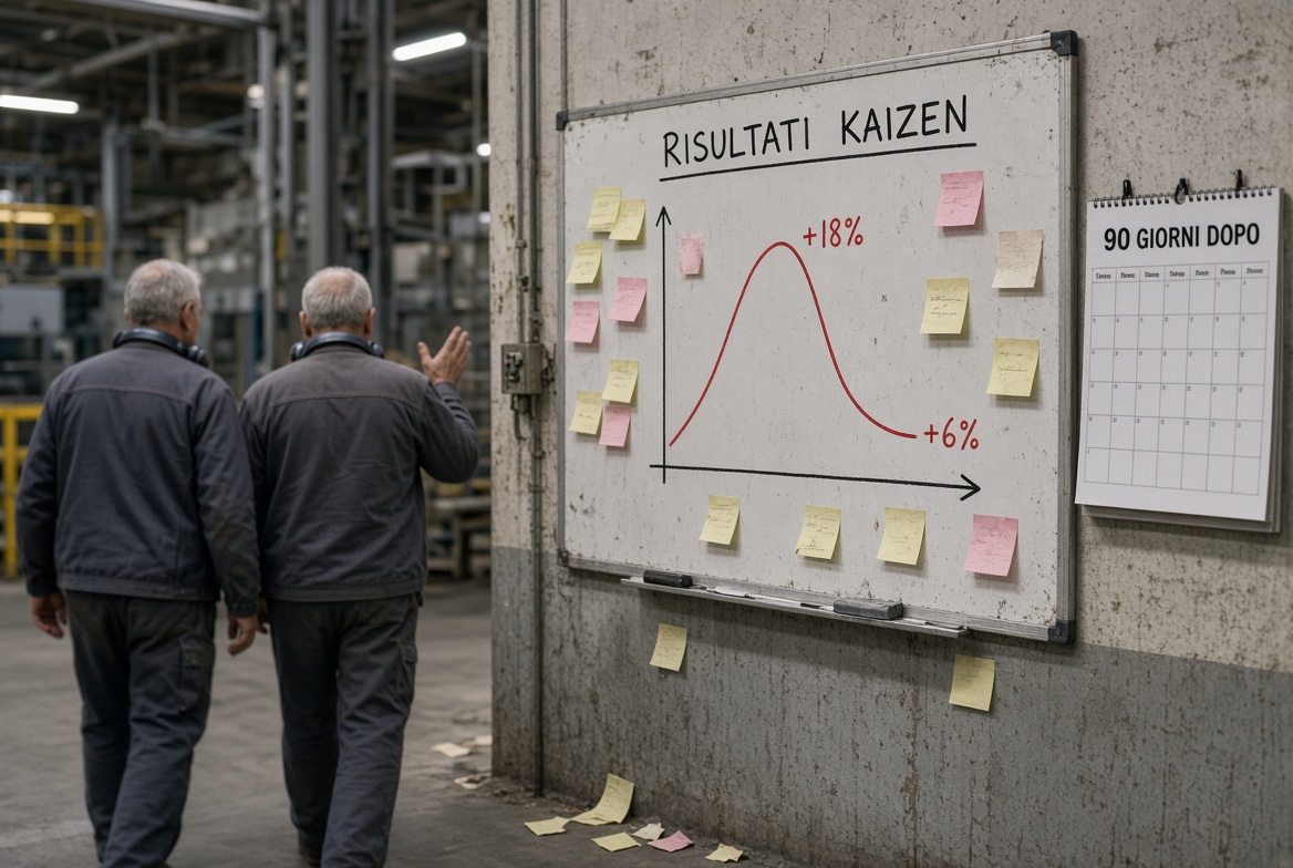 Risultati kaizen che evaporano in 90 giorni: il miglioramento iniziale si ridimensiona senza un sistema di gestione
