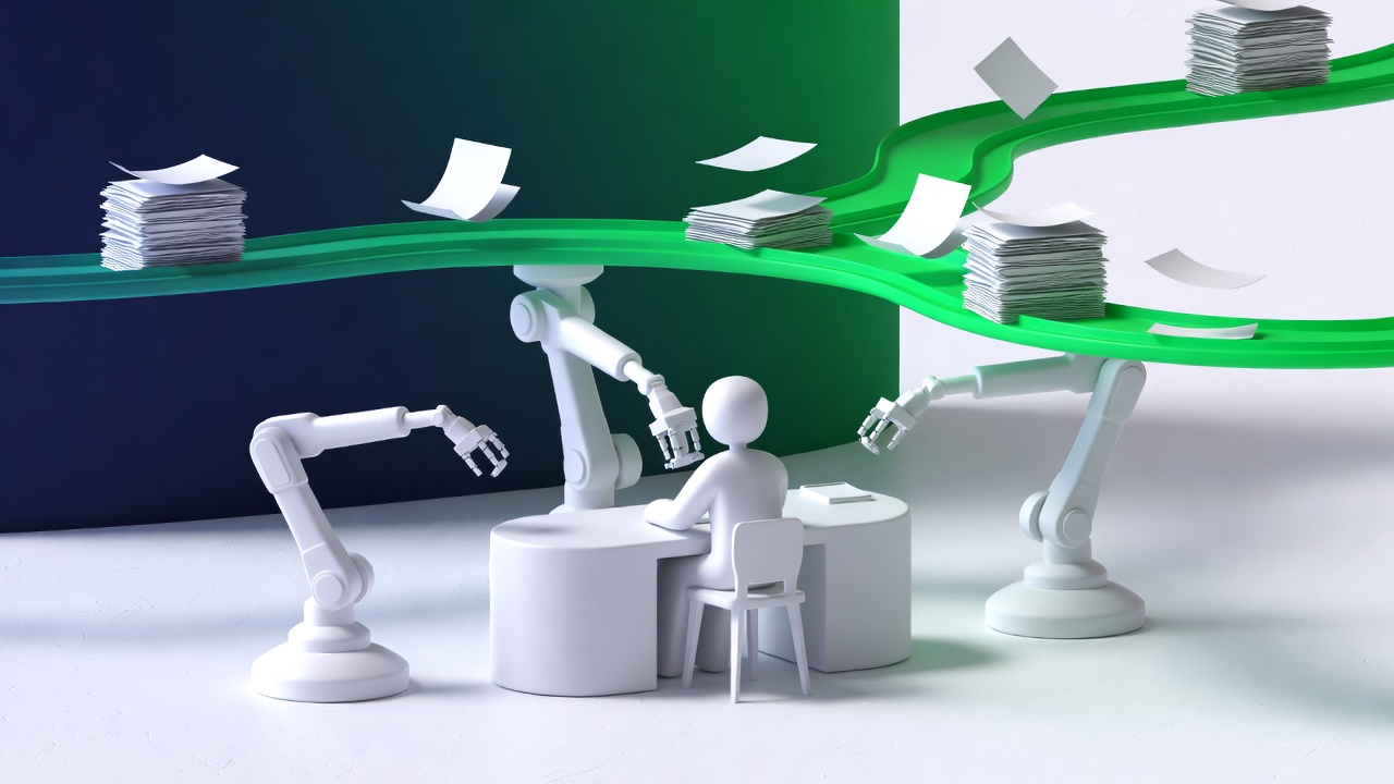 Digitalizzazione aziendale con AI, trasformazione di un ufficio tradizionale in flusso di lavoro automatizzato